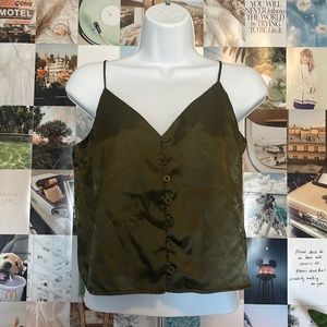 Satin olive green tank top